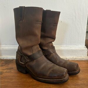 Harley-Davidson Brown Combat Moto Boots with Harness Strap